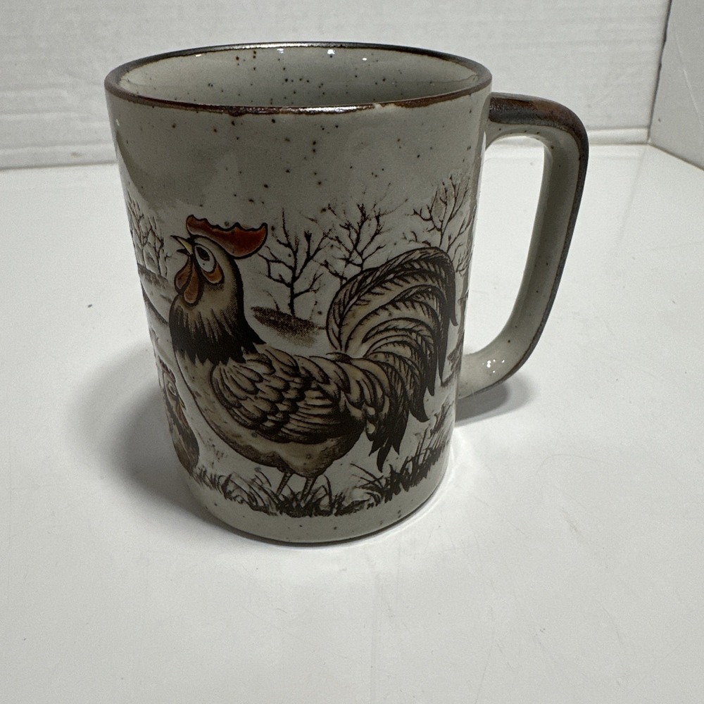 Otagiri Rooster Hen Farm Mug Vintage Japan 3 3/4" Farmhouse Coffee Tea Chocolate